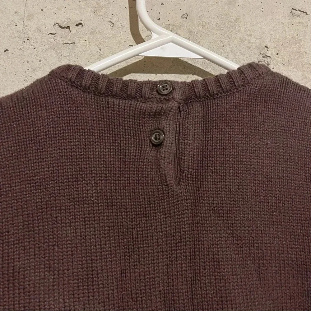 Gymboree Girls 10 Brown Knit Sweater Dress Yellow Flower Long Sleeves